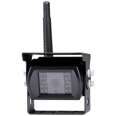 Wireless security camera with antenna, mountable, black casing. Ideal for surveillance in indoor or outdoor areas.