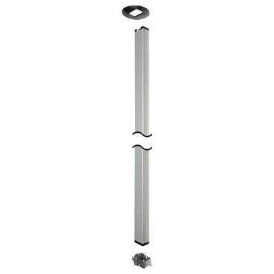 Long, silver metal profile with a rectangular cross-section and removable top and bottom sections. Suitable for structural anchoring.