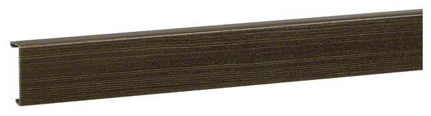Brown wooden batten with a smooth surface, used as a decorative or functional edge in interior spaces.