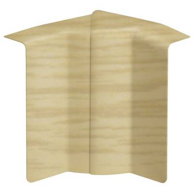 Wooden panelling with natural grain, brown-beige, viewed from a perspective above, tapering to a point and symmetrically folded.