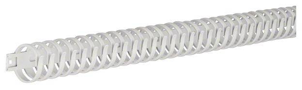 White cable spiral for cable organisation, spirally wound, ideal for office or home applications.