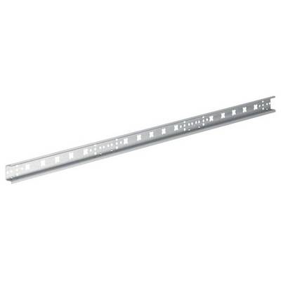 Metal channel with holes for variable mounting options, used for installations on wall or ceiling.