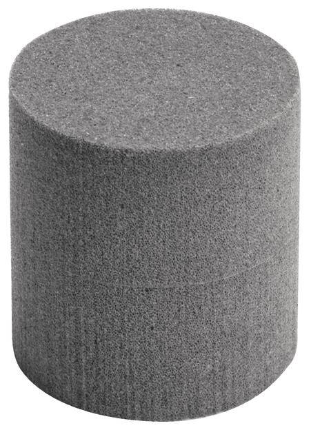 Grey, cylindrical foam block. Often used as a filter or damping element in technical applications.