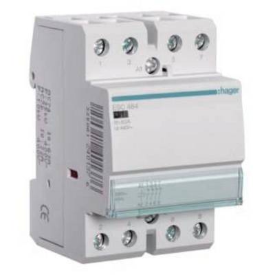 A white electrical circuit breaker with multiple screw terminals and a toggle switch. The brand name and technical details are visible.