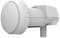 A white LNB satellite receiver with a round cap and rectangular housing, designed for receiving television signals.
