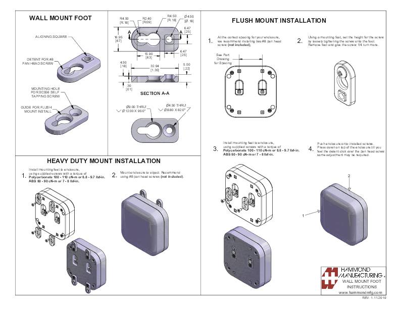 Assembly Instructions for Wall Elements with Three Sections: Wall Mounting, Flush Mounting, and Heavy-Duty Mounting with Technical Drawings