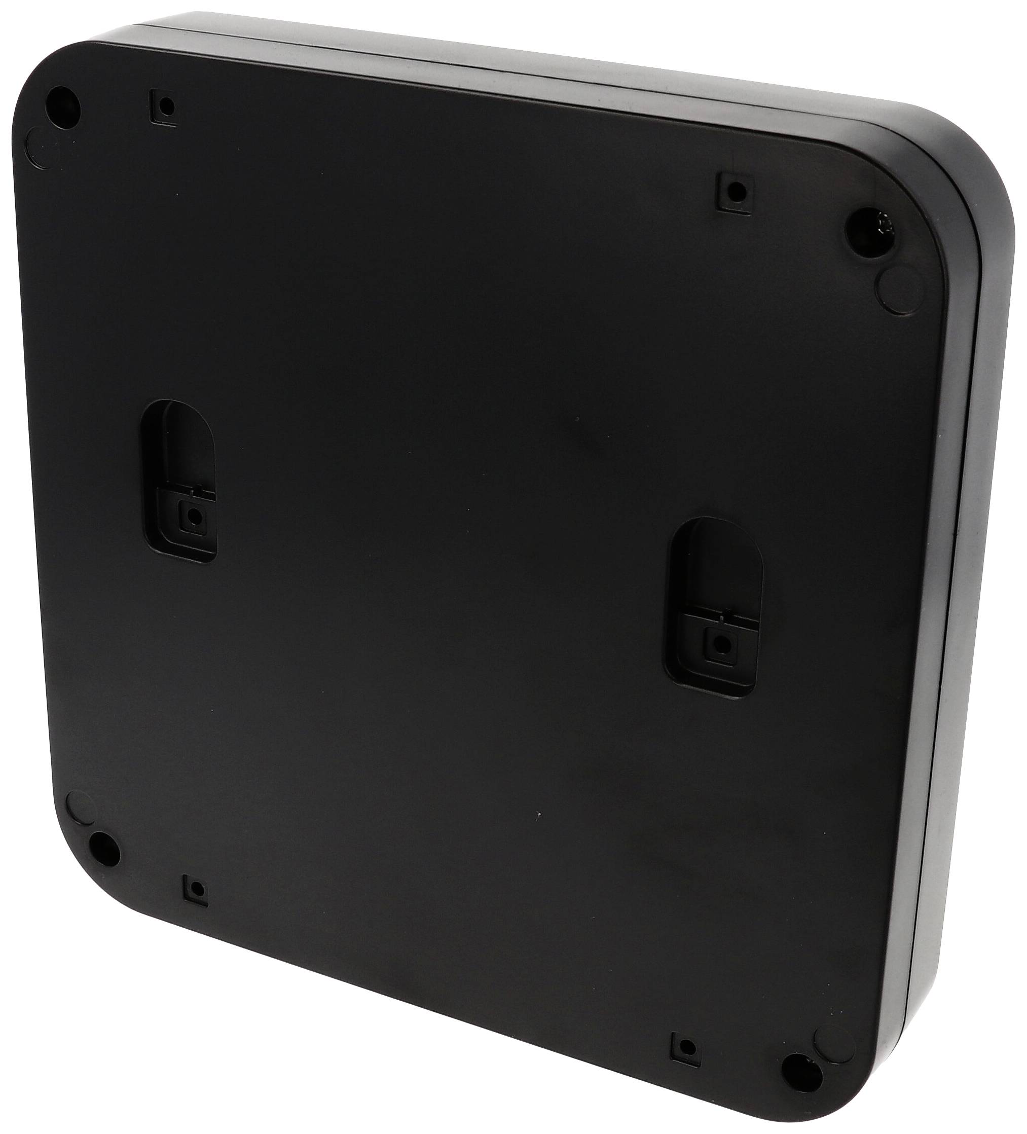 A black, square device with rounded corners. The front has no visible indicators or buttons.