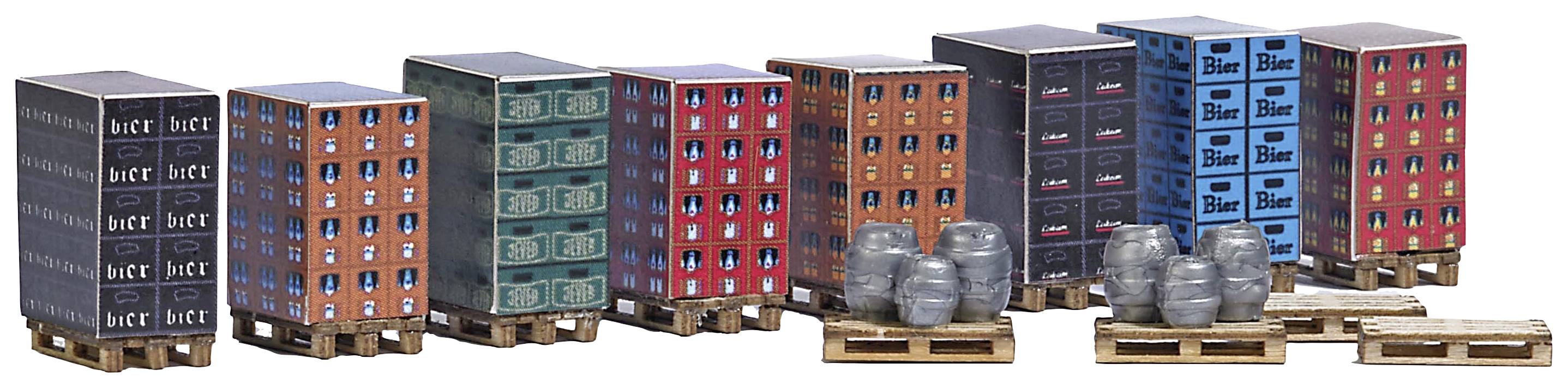 Busch 1814 HO palettes with crates of drinks Assembly kit