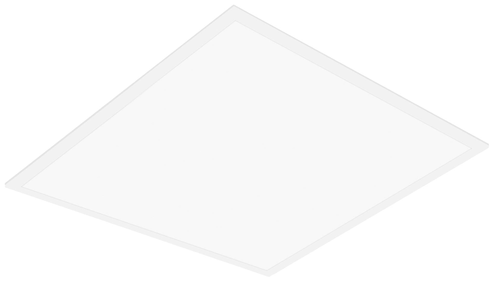 A rectangular, white LED panel, slightly tilted. It displays a minimalist design and serves as a modern light source.