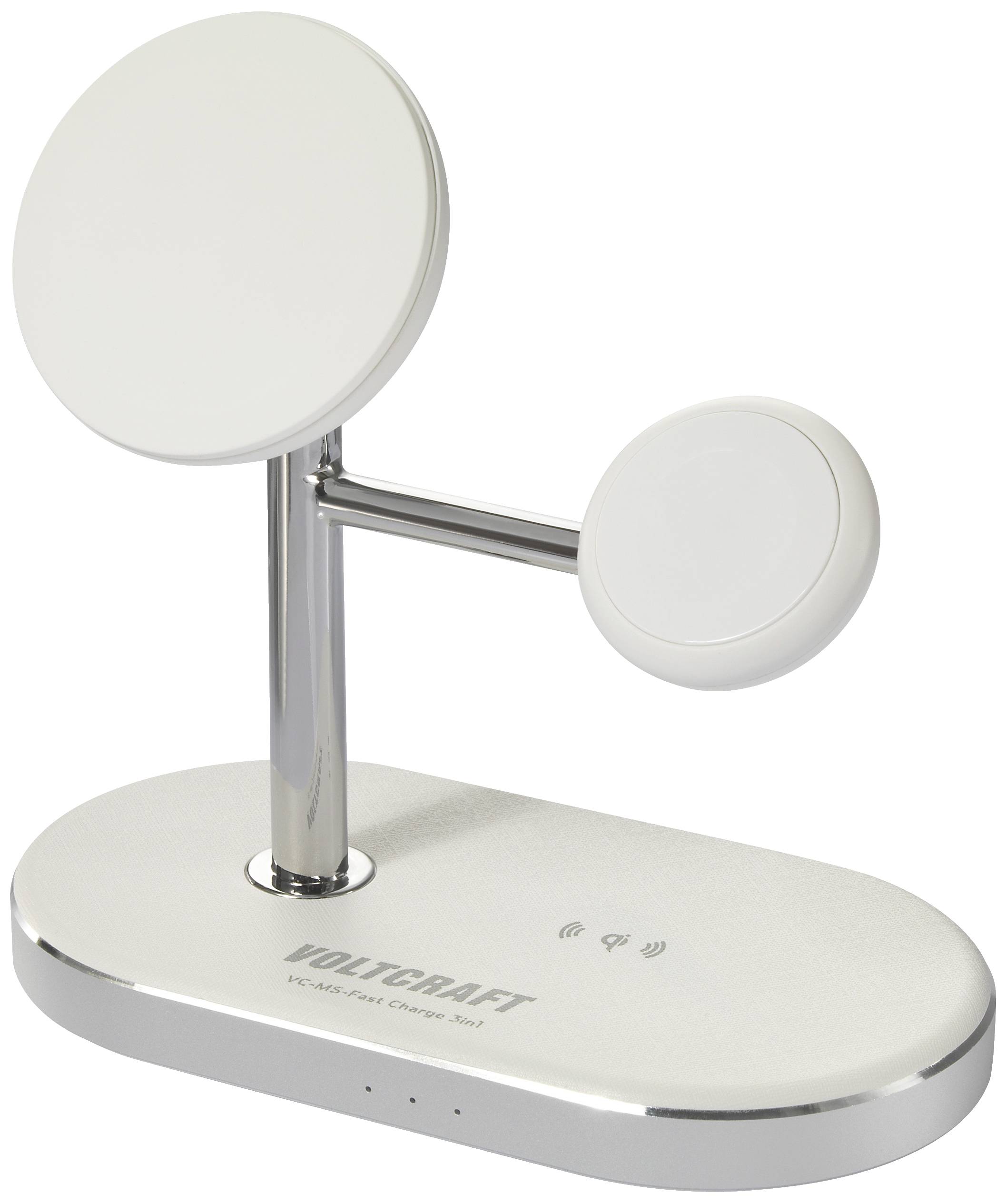 VOLTCRAFT Wireless charger 1.12 A VC-MS-Fast Charge 3in1 VC-14134090 Outputs Inductive charging standard White-silver