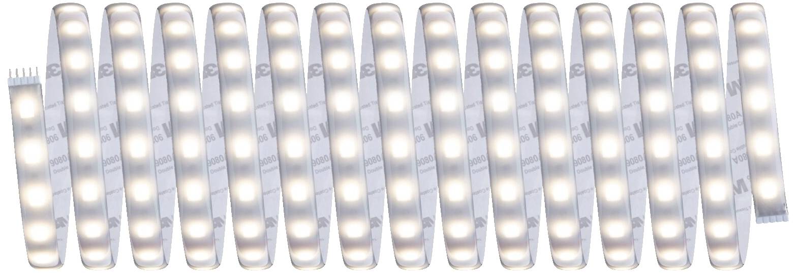 A series of illuminated LED strips arranged in a wavy line.