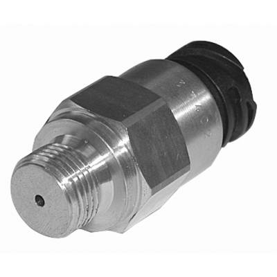 Metal sensor with a threaded end and a black plastic component, likely a pressure or temperature sensor for technical applications.
