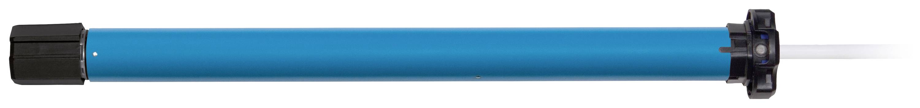 Blue top hat with a black cap and opening.