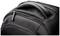 The upper section of a black rucksack with a sturdy handle and a zippered compartment, suitable for transporting laptops or documents.