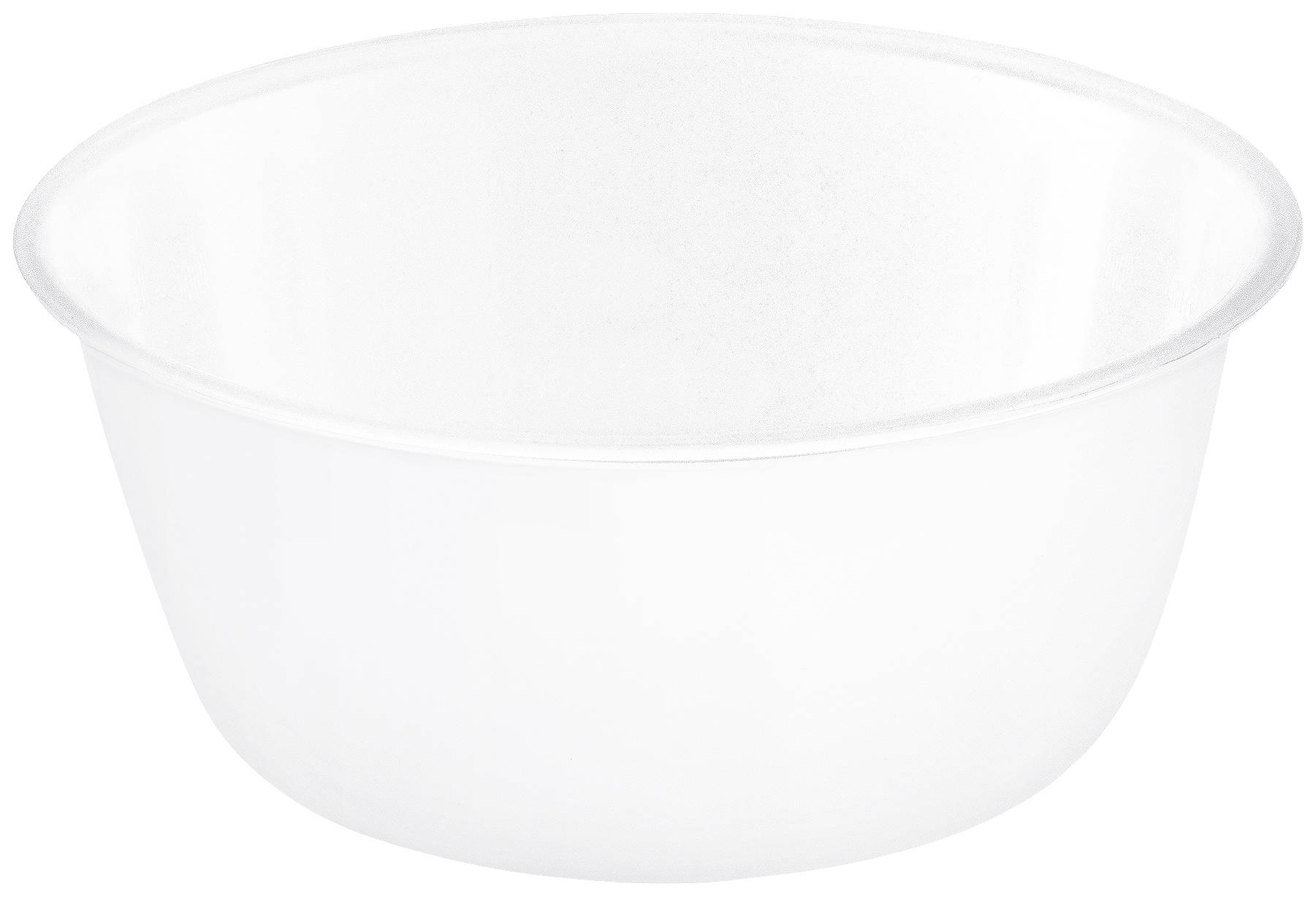 A plain white plastic bowl on a white background.