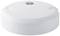A white smoke detector with a central ventilation grille, designed to detect smoke and enhance fire safety.