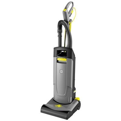 Image of a grey and yellow vacuum cleaner with a vertical handle and tube-shaped hose, suitable for floor cleaning.