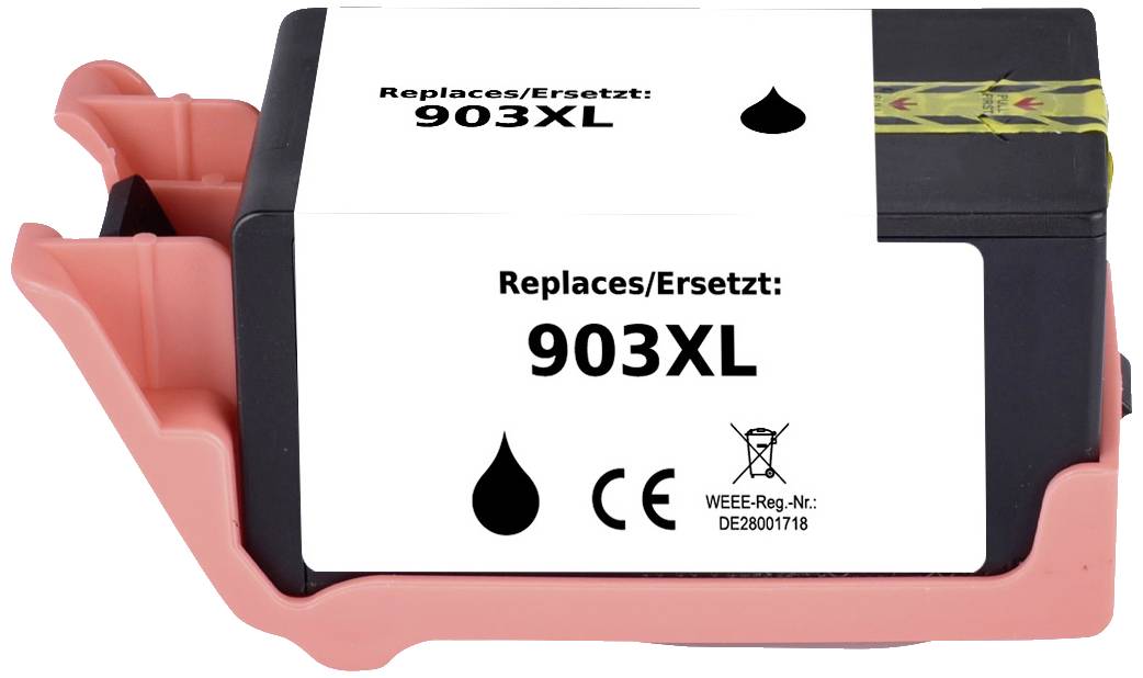 Ink cartridge with the inscription 'Replaces/Replaces: 903XL', ink and CE symbols, WEEE Reg. No: DE2800718.