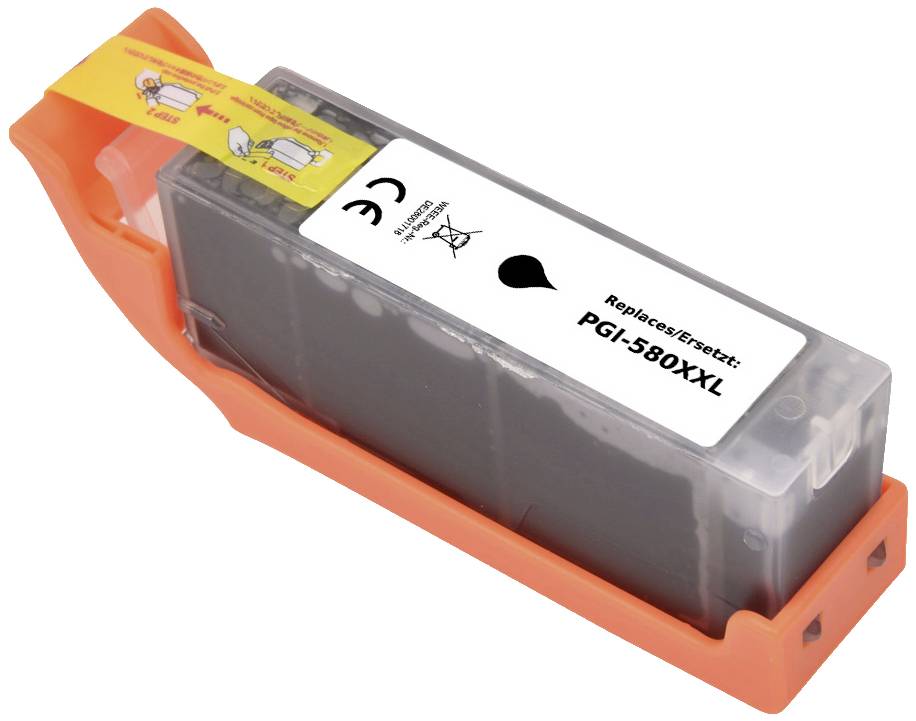 Orange ink cartridge with the label 'PGI-580XXL'.