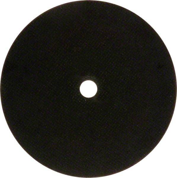 A black, round sanding disc with a central hole in the middle.