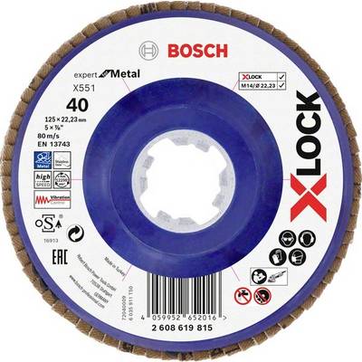 Bosch grinding disc, Model X551, 'Expert for Metal', 125 mm, suitable for metal, max. 80 m/s, X-LOCK System.