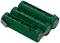 Three green AA NiMH rechargeable batteries by the brand 'Beltrona' with a capacity of 1500mAh and a voltage of 1.2V are lying side by side.