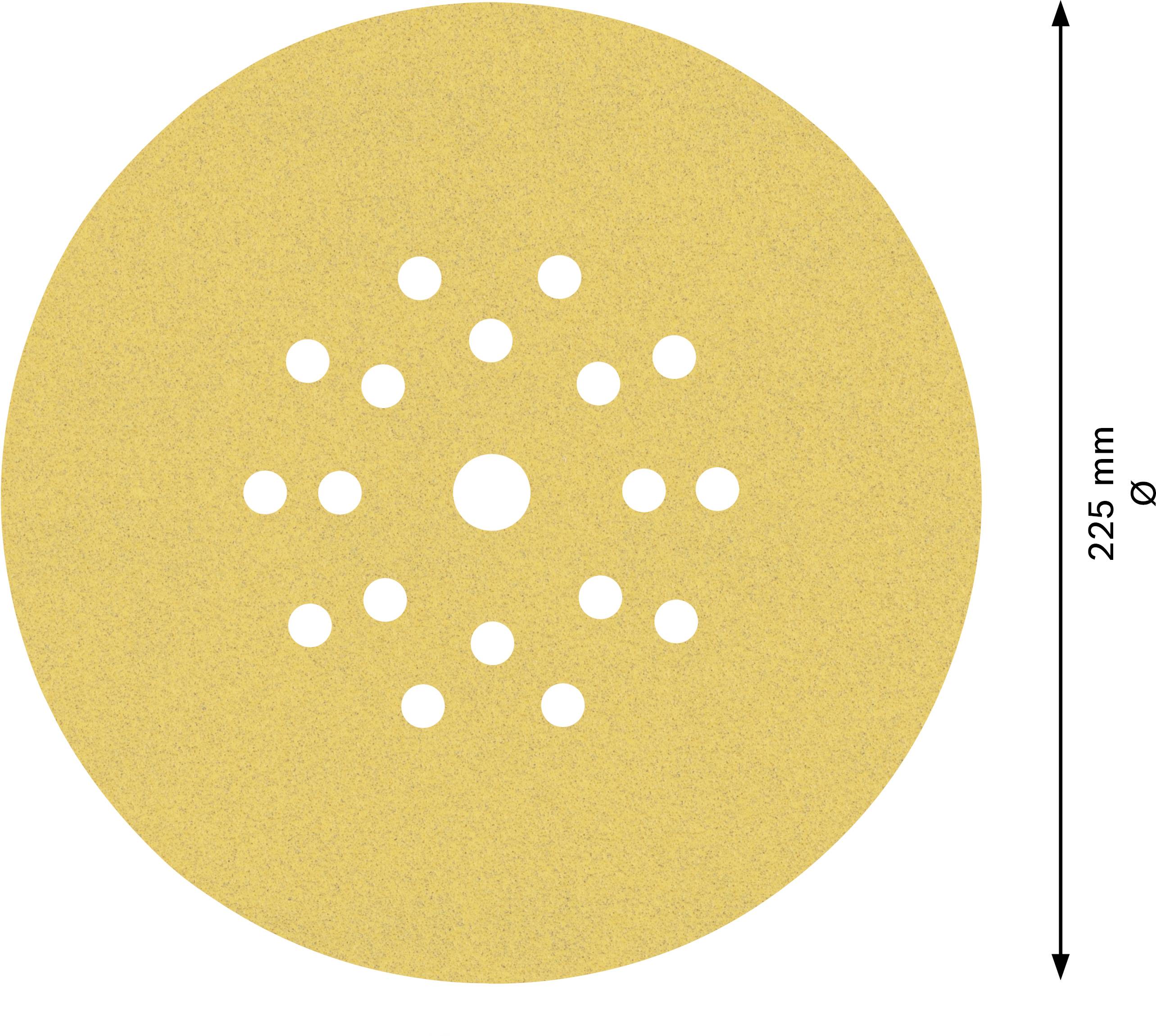 Grinding disc with multiple holes and a diameter of 225 mm, suitable for handheld grinding devices.