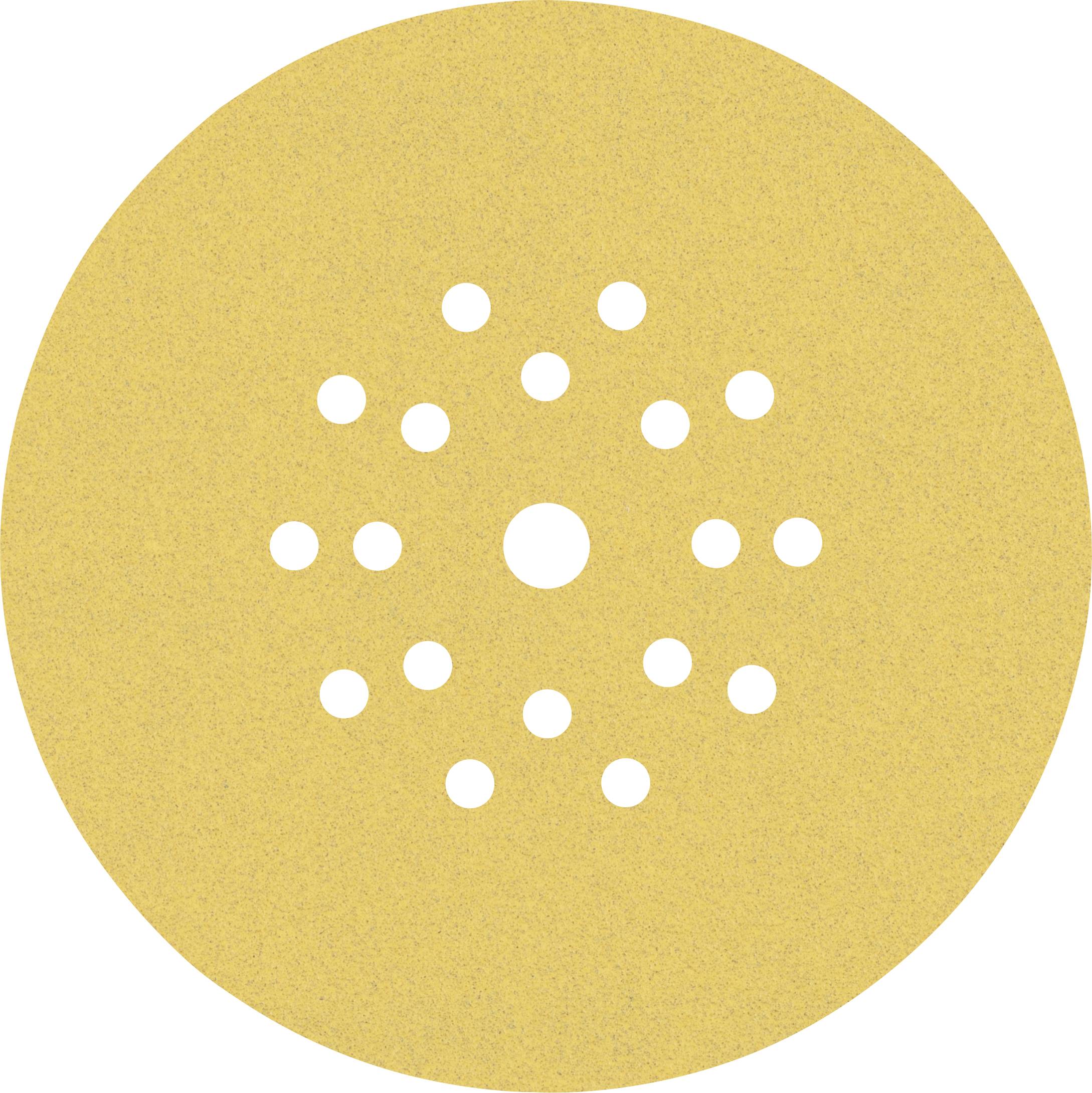 A round grinding wheel attachment with multiple holes for grinding machines, suitable for woodworking or metal polishing.