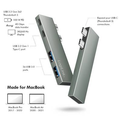 LogiLink USB-C® docking station UA0399 Compatible with (brand): Apple USB-C® powered-5