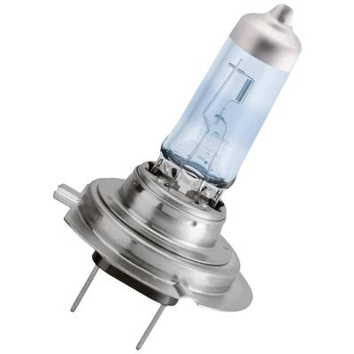 A blue automotive lamp with a metal casing, standing upright, revealing the delicate internal structure of the bulb, suitable for vehicle lighting.