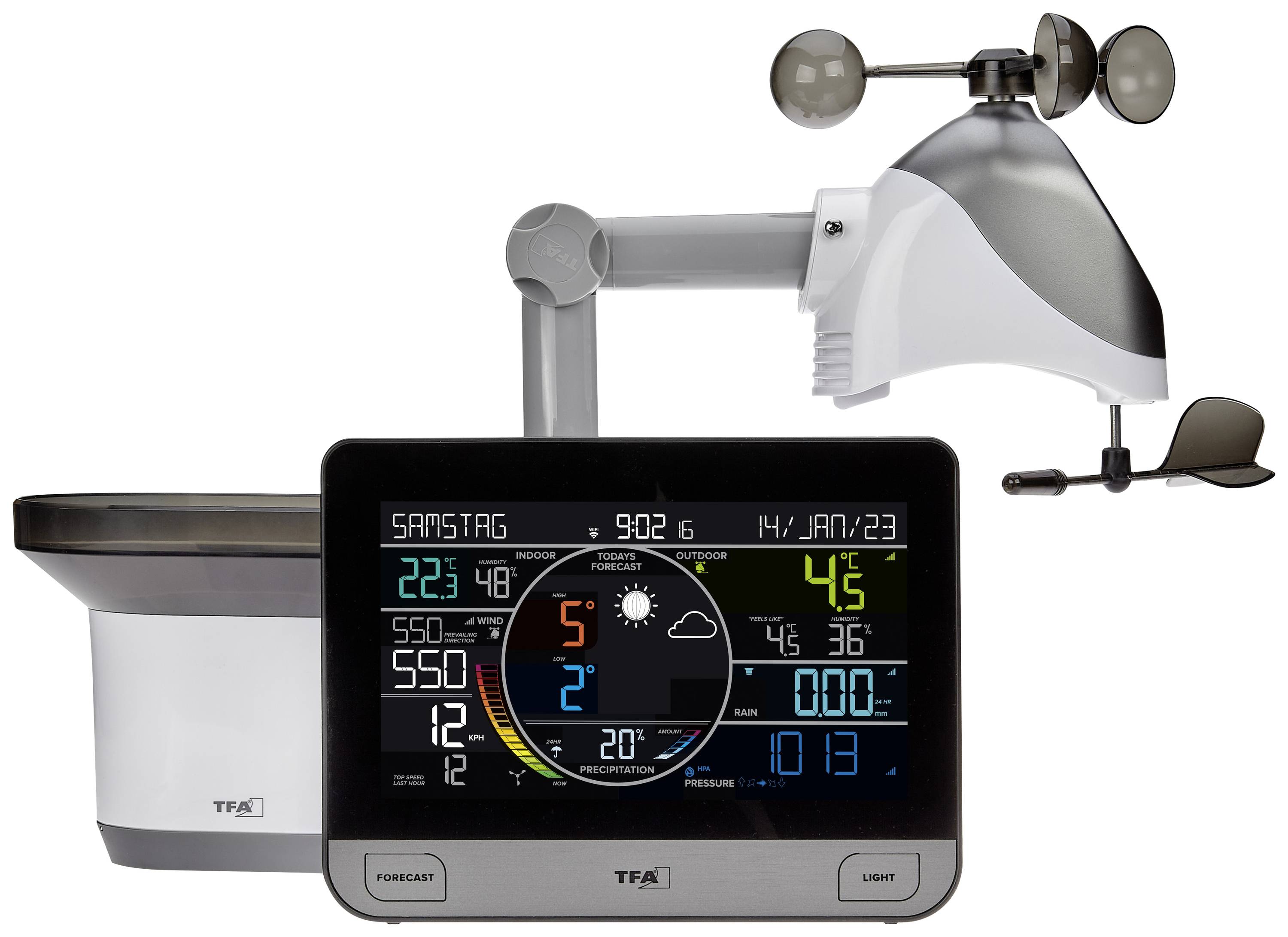 TFA Dostmann WLAN View Pro 35.8003.01 Wi-Fi weather station Forecasts for 7 days (requires Wi-Fi) Max. number of sensors