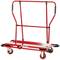 Red transport trolley with four wheels and folding handle. Model name 'PW1000' on the platform. Suitable for transporting loads.
