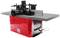 A red milling machine with black and silver accessories, suitable for precise woodworking in a workshop environment.