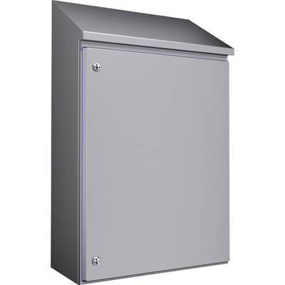 A grey postbox with an angled cover and visible screws on the front.