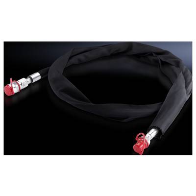 Black, folded tubular band with red end caps, lying on a dark background.