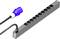 'Power strip with nine black Schuko sockets and a blue CEE plug with cable. Suitable for industrial applications.'