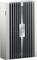 A grey air purifier with vertical ventilation slits. A digital display shows '35°C'.
