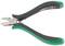'Side cutters with a black handle and green details. Suitable for cutting wire and electronic components.'