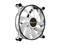 A white PC fan from be quiet! with black accents, ten blades, and a black housing.