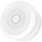 A round, white smart home sensor with numerous small holes and the 'Aqara' inscription in the centre.