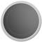 Grey, round speaker with a mesh grid pattern in the centre.