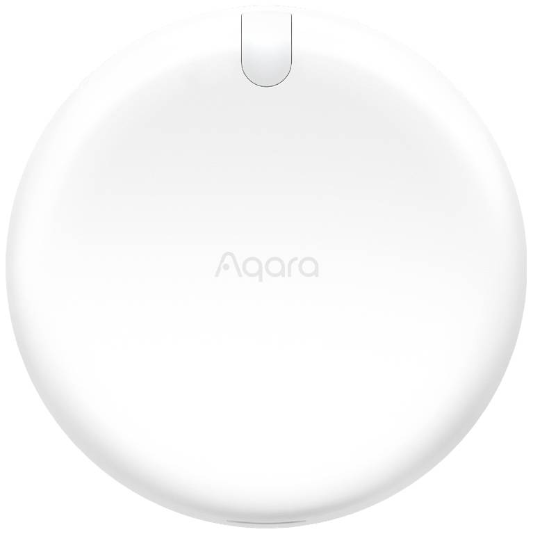 Round, white Aqara button for controlling smart home devices.
