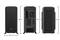Three views of a black computer case with dimensions: Width 281 mm, Height 553 mm (Front), 507 mm (Back), 539 mm (Side).