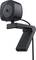 Black webcam in modern design with mount and USB cable, suitable for video conferences and online communication.