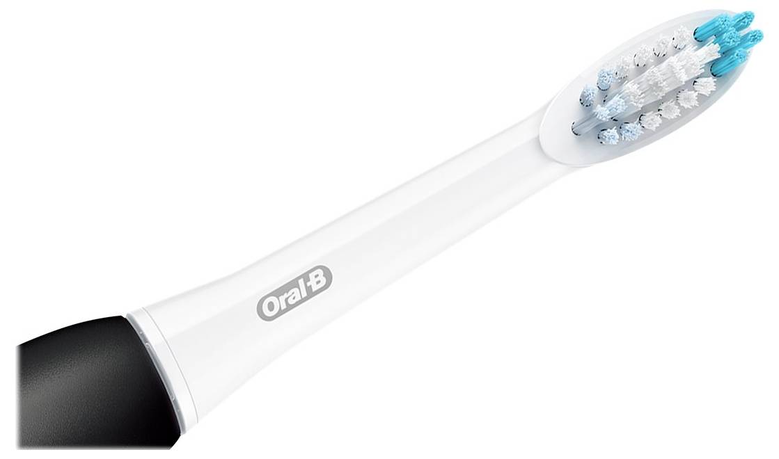 Electric toothbrush head with soft bristles, designed for effective dental cleaning.