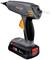 Cordless hot glue gun with ergonomic grip and 18V Bosch battery. Brand logo on the device, model 'Steinel NEO3'.