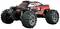 A remote-controlled toy car in an off-road style with large tyres and a sporty, red and black design.