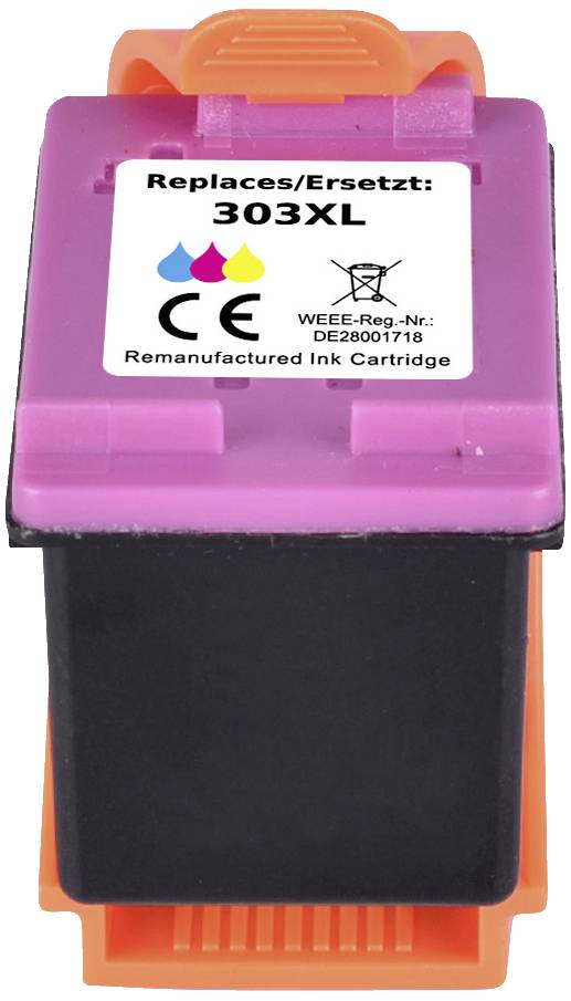 A printer ink cartridge with the label 'Replaces/Replaces: 303XL' and CE marking.