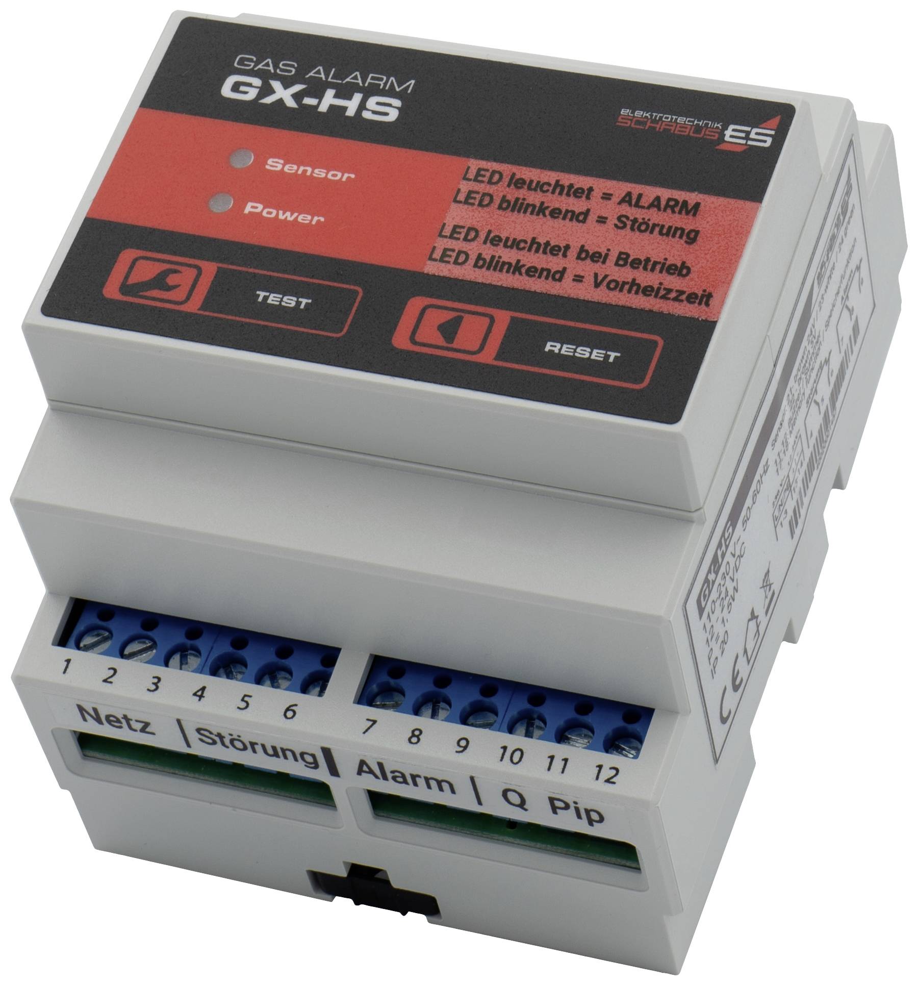 Schabus GX-HS Gas and CO detector mains-powered detects Methane, Butane, Propane, Ethanol, Carbon dioxide, Coolants / freezing agents, Carbon monoxide,