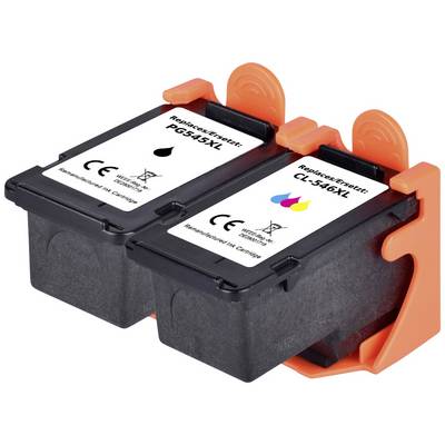 Two ink cartridges, black and colour, labelled 'Replace Ink' with model numbers 'PG545XL' and 'CL-546XL'.